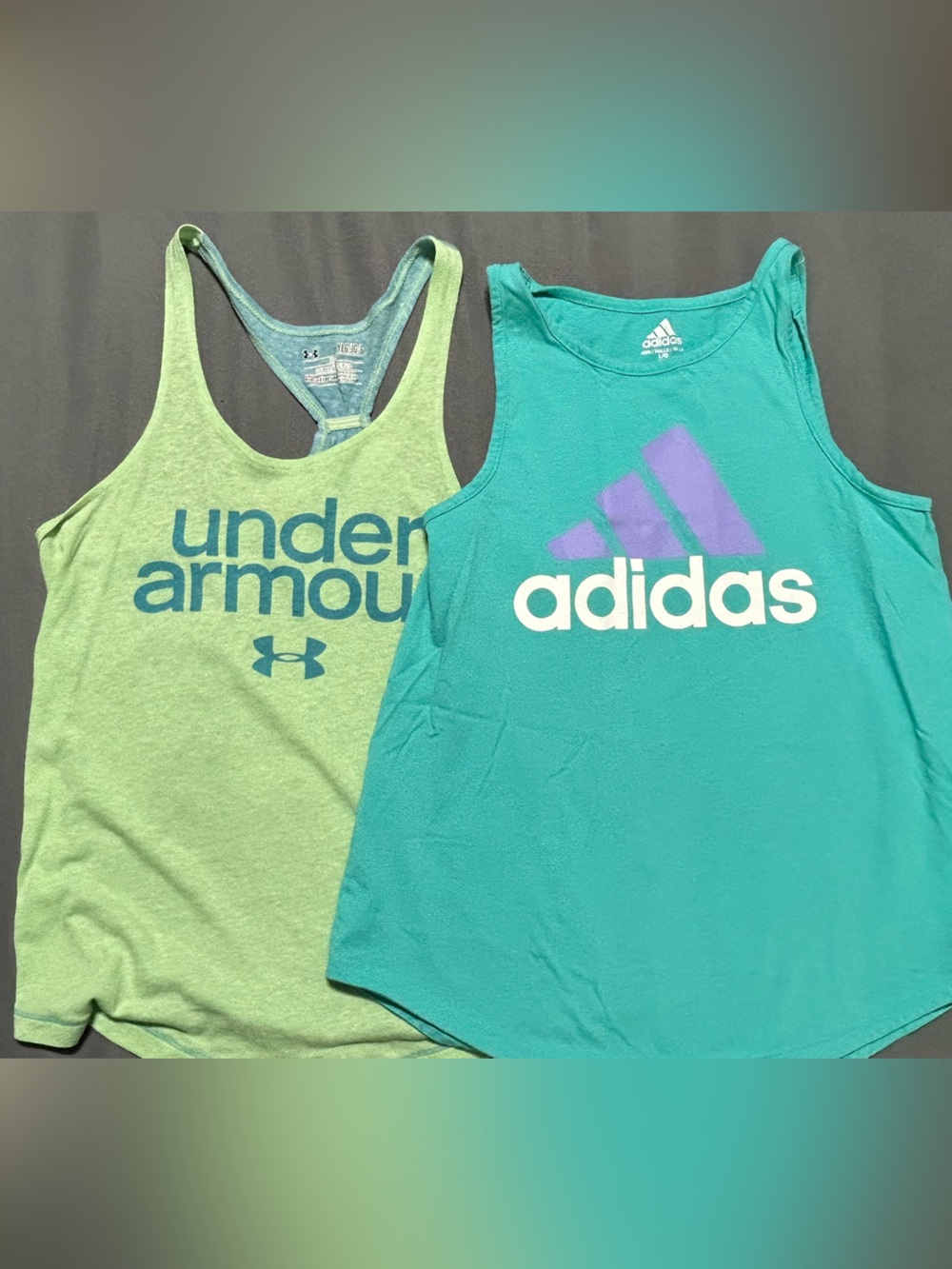 adidas Teal Tank with White Logo and Purple Accent